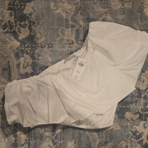 Abercrombie & Fitch White One Shoulder Blouse